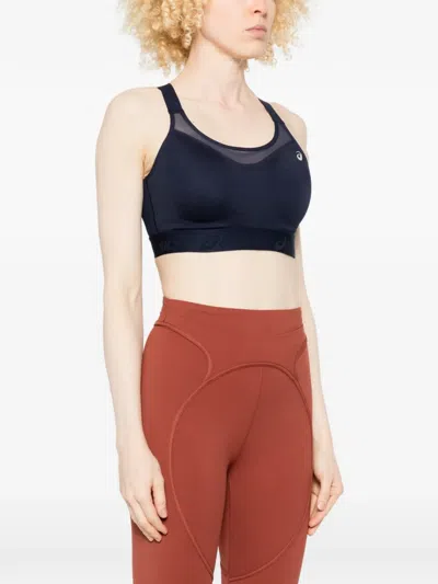 Asics Road Combination Mesh Panel Bra In Brown
