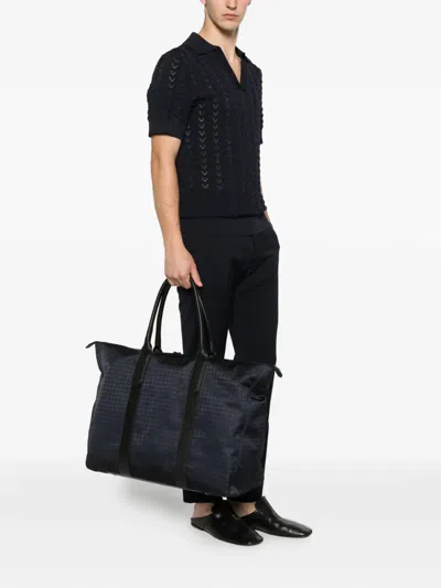 Canali Patterned Weekend Bag In Blue