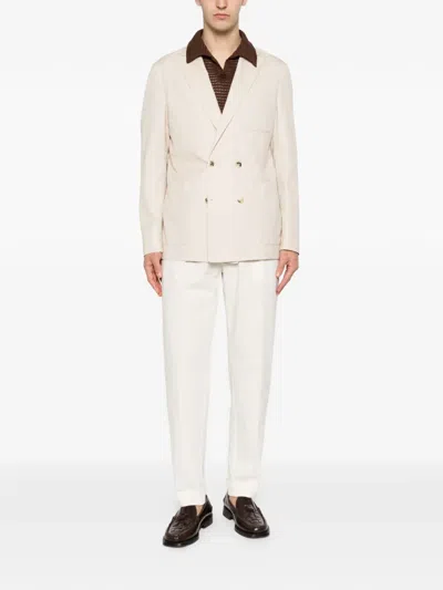 Canali Double-breasted Jacket In Neutral