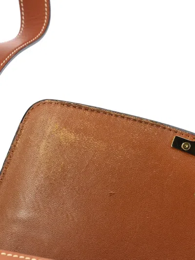 Pre-owned Celine Triomphe Triomphe Coated Canvas Medium Shoulder Bag In Brown