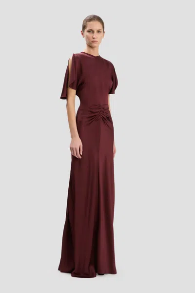 Victoria Beckham Womens Cinnabar Red Isabella Satin Gown In Burgundy