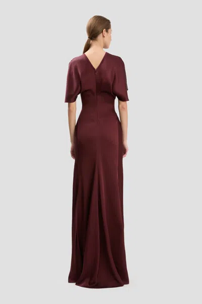 Victoria Beckham Womens Cinnabar Red Isabella Satin Gown In Burgundy