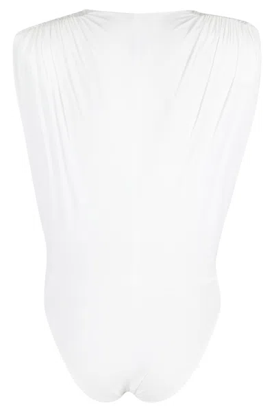 Amazuìn Nikita Ruched Cut-out Bodysuit In White