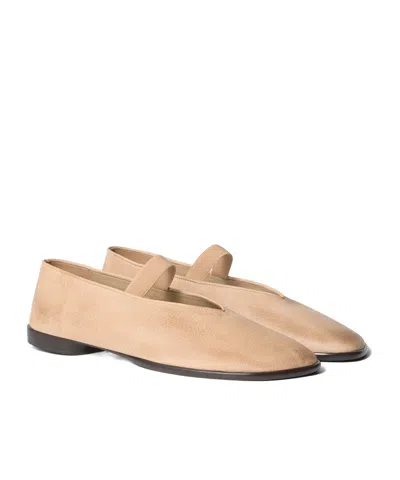 Lemaire Leather Glove Ballerinas Pointed Toe Strap In Neutral