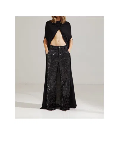 Darkpark Draped Panelled Coat In Black