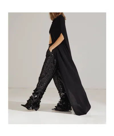 Darkpark Draped Panelled Coat In Black