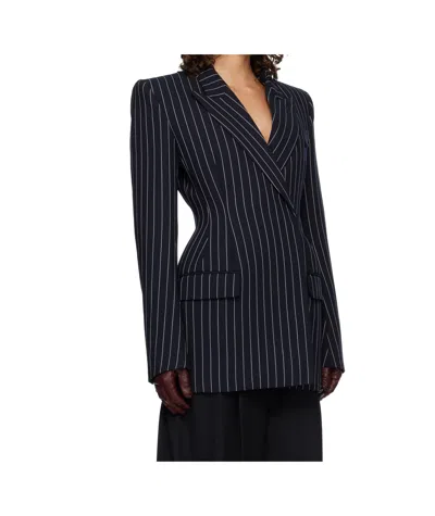 Mugler Pinstripe Double-breasted Jacket In Multi