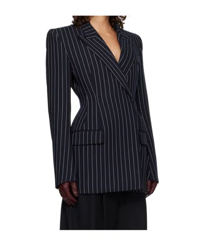Mugler Pinstripe Double-breasted Jacket In Multi