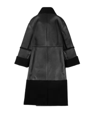 Entire Studios Shearling Long Coat In Black
