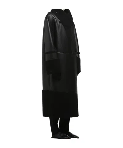 Entire Studios Shearling Long Coat In Black