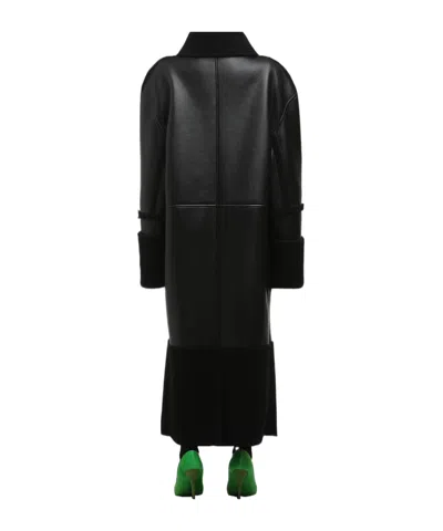 Entire Studios Shearling Long Coat In Black