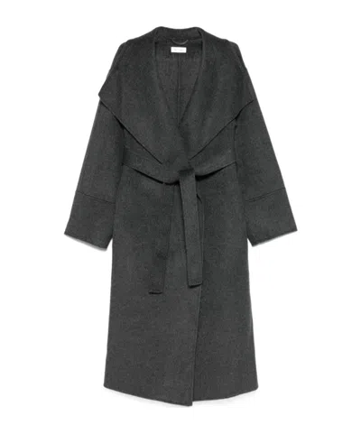 Soft Goat Belted Coat In Gray
