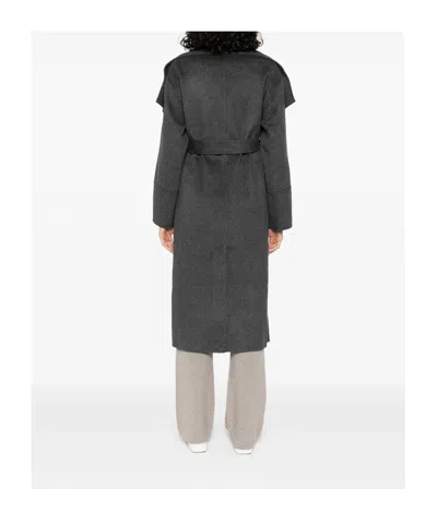 Soft Goat Belted Coat In Gray