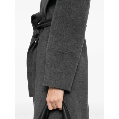 Soft Goat Belted Coat In Gray