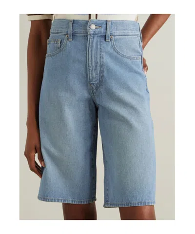 Veronica Beard Belt Loop Denim Shorts In Blue