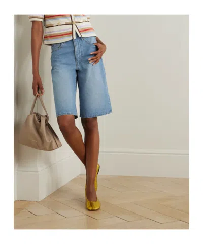 Veronica Beard Belt Loop Denim Shorts In Blue