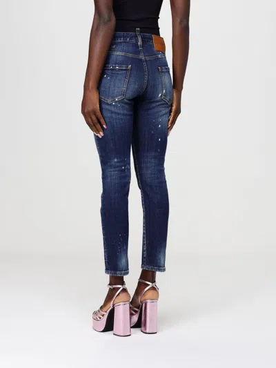 Dsquared2 Distressed Logo Patch Jeans In Blue