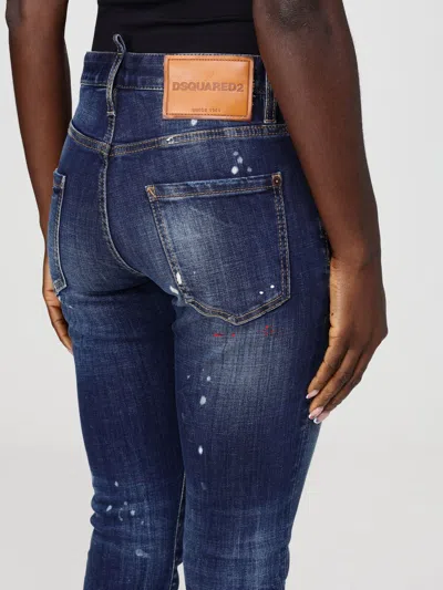 Dsquared2 Distressed Logo Patch Jeans In Blue