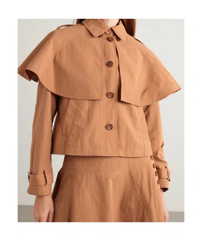Ulla Johnson River Cape-effect Crinkled-shell Jacket In Brown