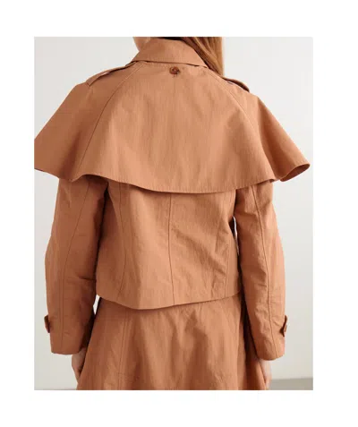 Ulla Johnson River Cape-effect Crinkled-shell Jacket In Brown