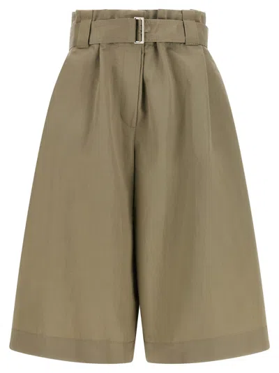 Brunello Cucinelli Pleated Bermuda Shorts Belted Waist Pockets In Brown