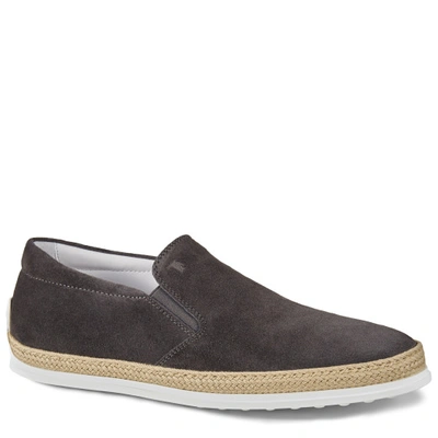 Tod's Suede Espadrille Slip-on Sneaker, Gray In Grey