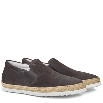 Shop Tod's Slip-on Shoes In Suede In Grey