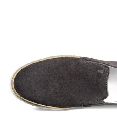 Shop Tod's Slip-on Shoes In Suede In Grey
