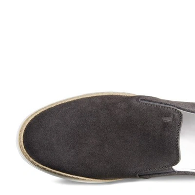 Tod's Suede Espadrille Slip-on Sneaker, Gray In Grey