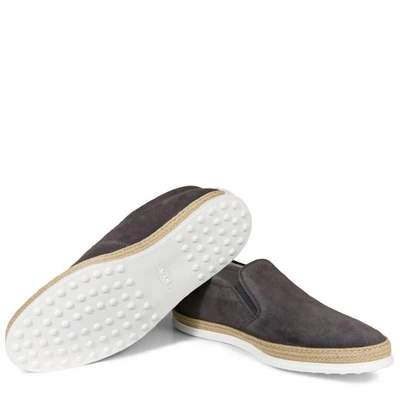 Shop Tod's Slip-on Shoes In Suede In Grey