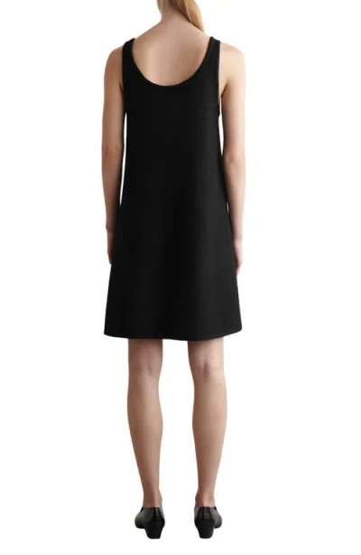 Cos Boiled Merino Wool A-line Dress In Black