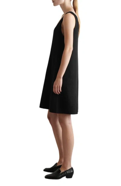 Cos Boiled Merino Wool A-line Dress In Black