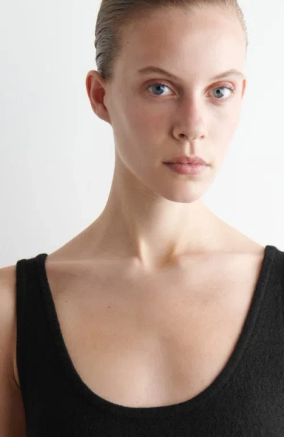 Cos Boiled Merino Wool A-line Dress In Black