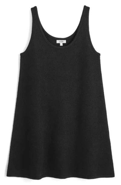 Cos Boiled Merino Wool A-line Dress In Black