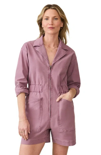 Faherty Sunwashed Canvas Romper In Brown