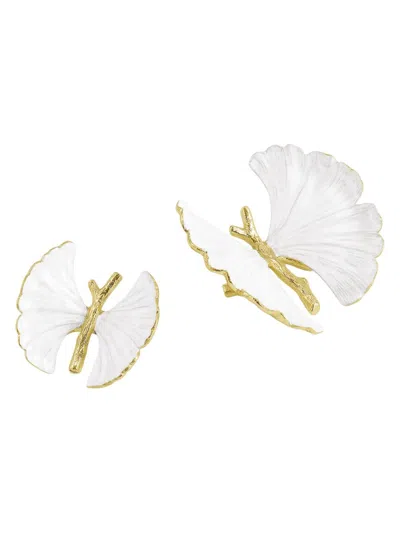 Michael Aram Butterfly Ginkgo Gold 2-piece Decorative Objects Set In White