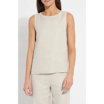 Lyssé Gabriela Embroidered Detail Blend Tank In Flax Linen In Neutral