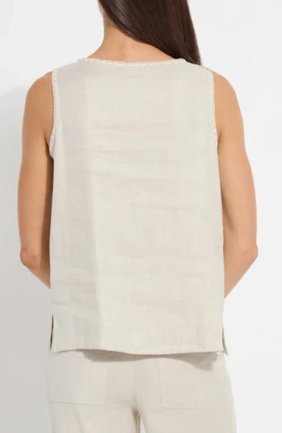 Lyssé Gabriela Embroidered Detail Blend Tank In Flax Linen In Neutral