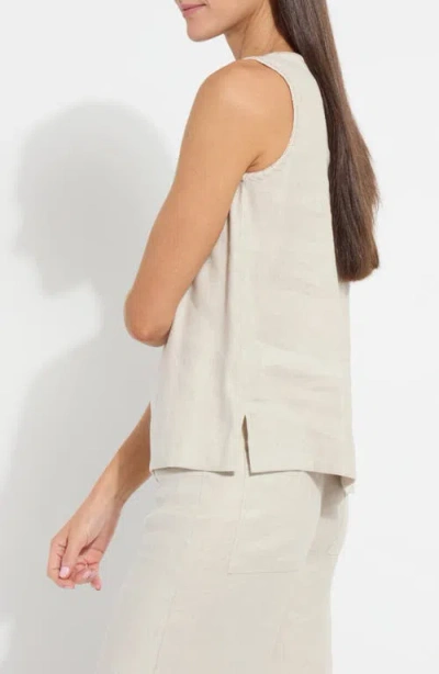 Lyssé Gabriela Embroidered Detail Blend Tank In Flax Linen In Neutral