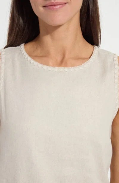 Lyssé Gabriela Embroidered Detail Blend Tank In Flax Linen In Neutral