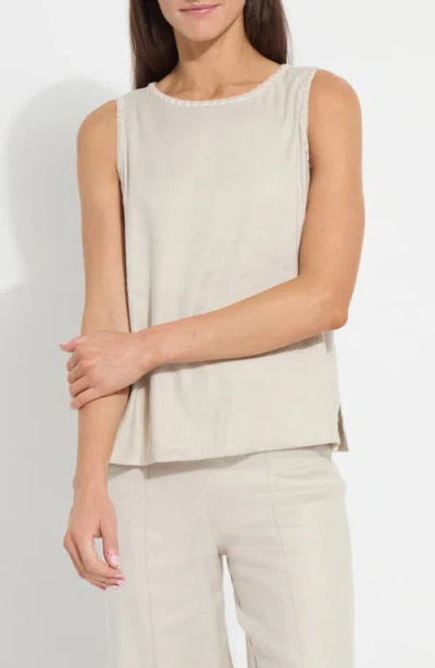 Lyssé Gabriela Embroidered Detail Blend Tank In Flax Linen In Neutral