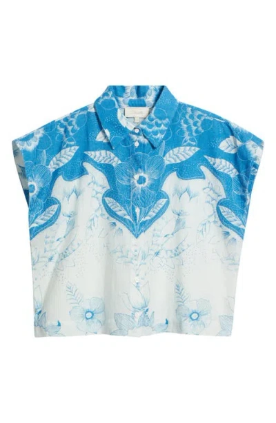 Cleobella Simone Blouse In Blue, White, Multicolor