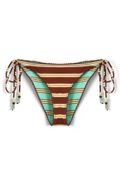 Damson Madder Trudi Stripe Reversible String Bikini Bottoms In Multi