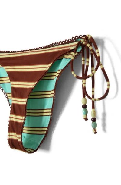 Damson Madder Trudi Stripe Reversible String Bikini Bottoms In Multi