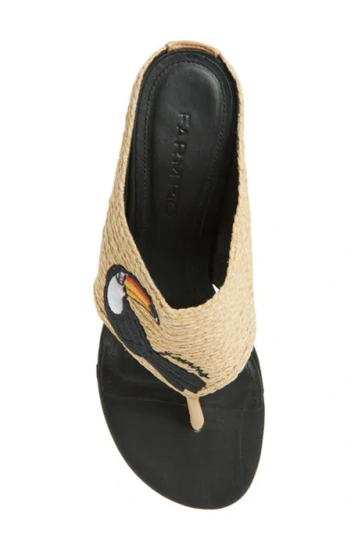 Farm Rio Icons Raffia Kitten Heel Slide Sandal In Neutral | ModeSens