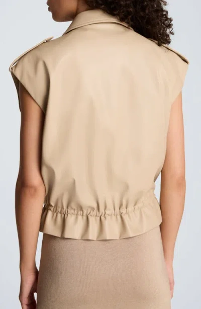 Kenneth Cole Faux Leather Snap Front Jacket With Drawcord Waist In Neutral