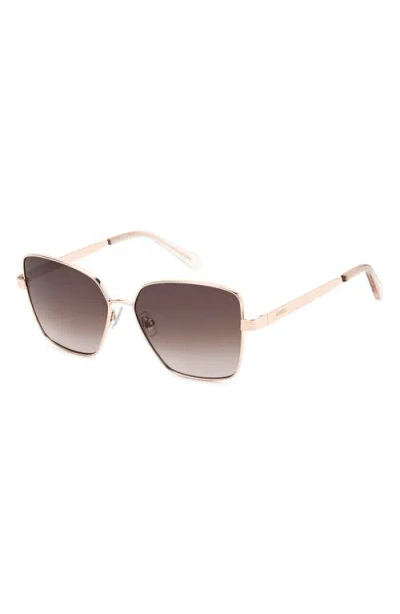 Fossil 57mm Gradient Square Sunglasses In Brown