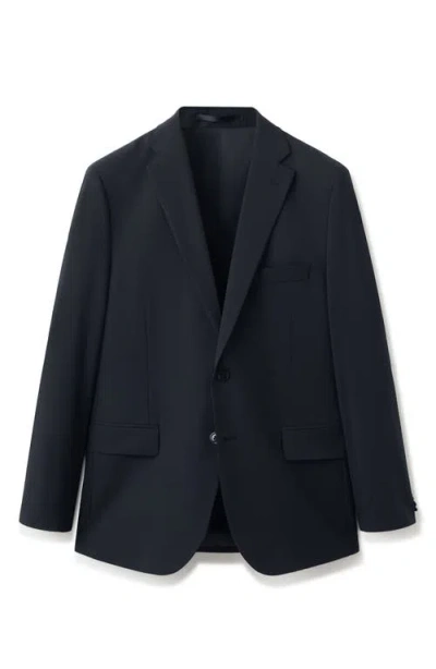 Mango London Regular Fit Navy Blazer In Blue