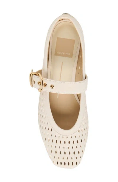 Dolce Vita Mikel Ballet Flats Creme Perforated Suede In Animal Print