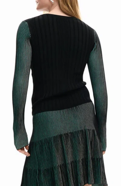 Desigual Stripe Sleeve Sweater In Multi